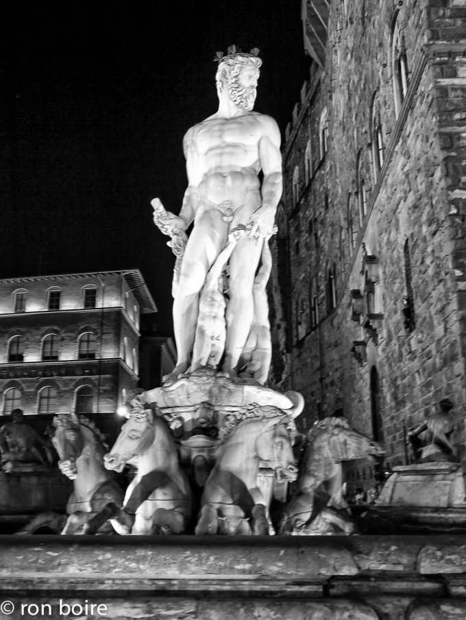 Statue of Neptune on the fountain on Piazza della Signoria in Florence, Italy.