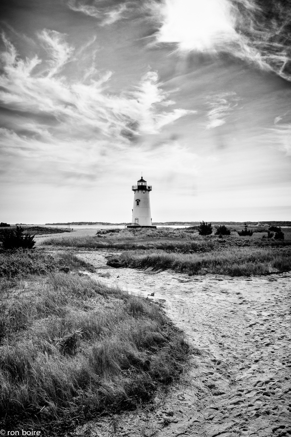 Edgartown Lighthouse Black and White by Ron Boire